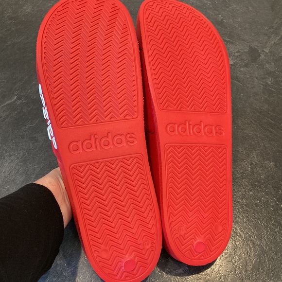 Men adidas cloudfoam red white slides sandals shoes size 18 - new without tags - Picture 8 of 12